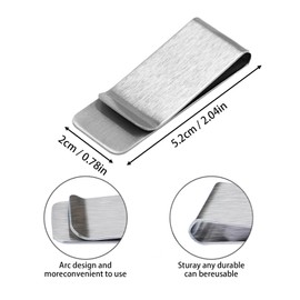 YCLFHOO 2 Pcs Stainless Steel Money Clip,Silver Super Slim Money Holder,Cash Clip,Credit Card Holder,Money Clips,Durable Minimalism Wallet for Men Women