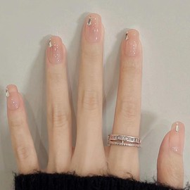 CQJSYL Nail Tip, Short Nail, 24 Pieces, Spring and Summer, Nail Tip, Popular, Japanese Style, Cute, Simple, Popular, 3D Nail Tip, Handmade Bride Nail, Glossy, False Nails, Coming of Age of Arts,