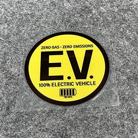 Horayten 2PCS Environmental Protection Funny Zero Gas Emissions 100% Electric Energy Vehicle Auto Car Styling Sticker Decals 8CM (Yellow)