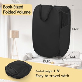 2024 Upgraded Polyester Pop-up Laundry Hamper 2 Pack, 70L(18.5 Gal) Laundry Basket with Durable Handles Solid Bottom High Carbon Steel Frame and Side Pocket, Easy to Open Fold Flat for Storage