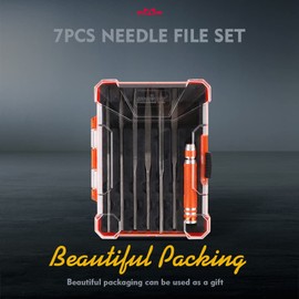 HORUSDY Needle File Set, Interchangeable Mini Files 6Pcs Steel Files with Handle Hardened Alloy Strength Steel for Precision Metal File Work, Woodworking, Plastic Carving, Craft Tool