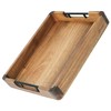 Acacia & Walnut Wood Serving Tray with Handles - Stylish