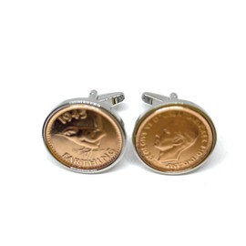 Premium 1945 Farthing cufflinks for a 80th Birthday cufflinks 1945 Premium Farthing Slv