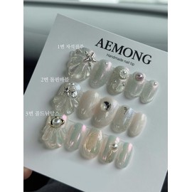 [Powder nail embossed nails] 3 types of high-quality mermaid emboss - short ballerina / [파우더네일엠보네일] 고급 머메이드 엠보 3종 - 숏발레리나