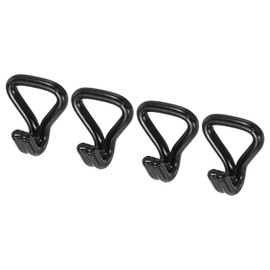 MECCANIXITY Ratchet Double J Strap Hook Load 1763 Lbs for 1" Tie Down Strap Webbing Car Truck Trailer Pack of 4 Black Plastic Coating