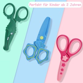 DealKits Children's Safety Scissors, Pack of 3 Children's Scissors, Paper Scissors, Craft Scissors, Preschool, Nursery, Beginners Scissors with Plastic Blade, DIY Crafts, Ideal for Ages 2 and Up