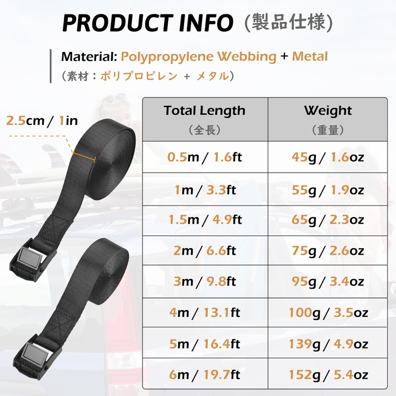 TRIWONDER Cargo Fastening Belts, Multipurpose, Securing, Tie-Downs, Binding Bands, Lashing