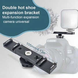 MenYiYDS - 1 PCS HOT SHOE ADAPTER, CAMERA, DUAL HOT SHOE MOUNTING BRACKET, DUAL HOT SHOE COLD SHOE MOUNTING ADAPTER, ALUMINIUM, DUAL HOT SHOE EXTENSION BRACKET FOR MICROPHONE, MONITOR
