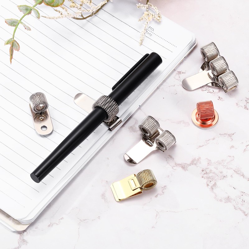 PATIKIL 2Pcs Pen Holder Clips, Metal Pen Clip Holder Adjustable