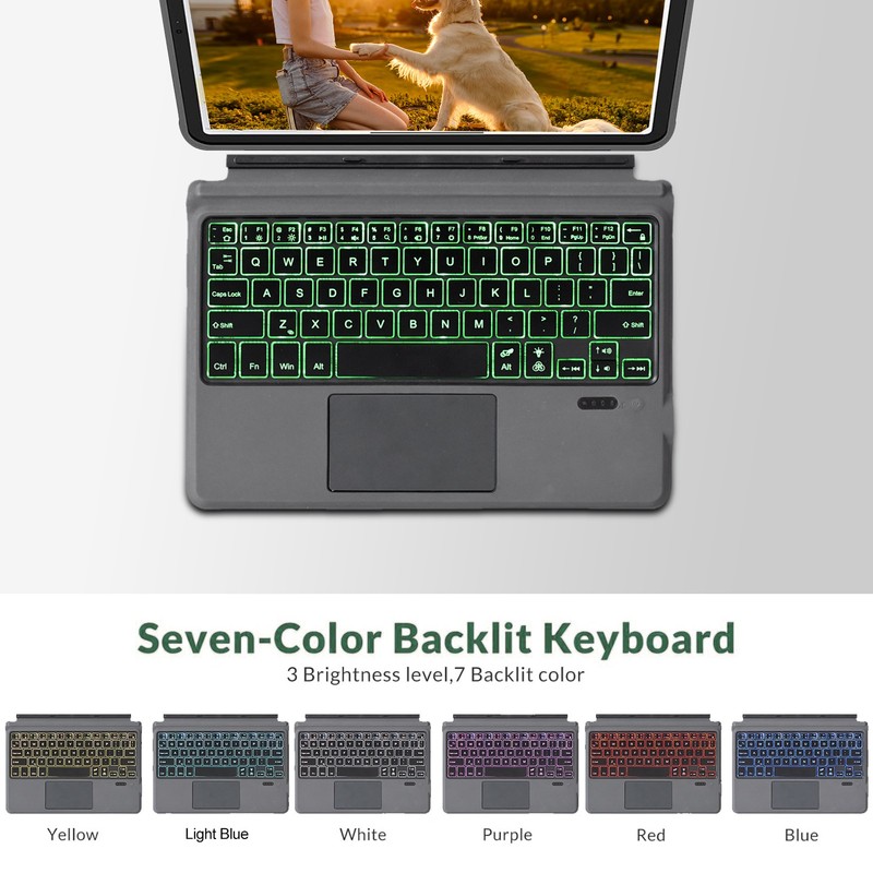 Tablet Keyboard Ergonomic Portable Bluetooth Tablet Leather Case Keyboard for