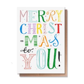 Wunderkid Merry Christmas to You Card, Cute Colorful Christmas Greeting Card (1 Single Card, Blank inside)