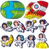 Yiaoyinnz 60Pcs Outer Space Cutouts Astronaut Bulletin Board Set Decoration