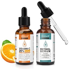Suero de retinol de vitamina C antienvejecimiento Day-Night para cara con retinol y aminoácidos, aumenta el colágeno de la piel, hidrata y rellena la 