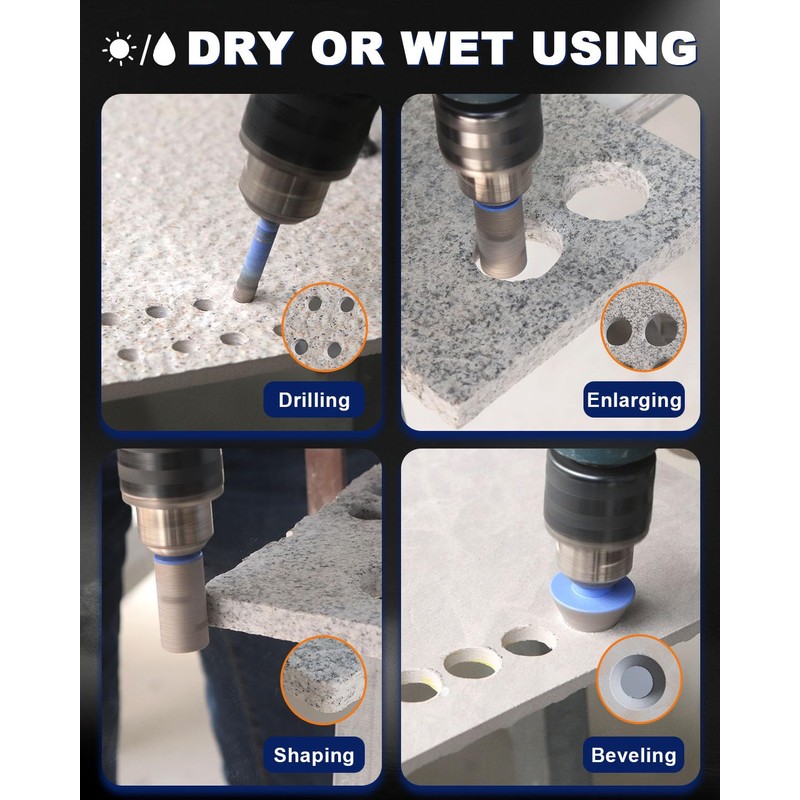 Diamond Tile Hole Saw Kit - 10Pcs 1/4'' X 2,
