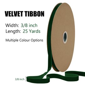 BVIEAKD Dark Green Velvet Ribbon 3/8 inch Velvet Ribbon for Gift Wrapping Weddings Hair Bow Ribbons Headbands bouquets-25 Yards