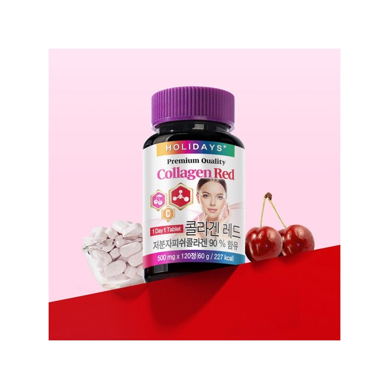 Low-Molecular Fish Collagen 90% Collagen Red 120 Tablets (1 Bottle)