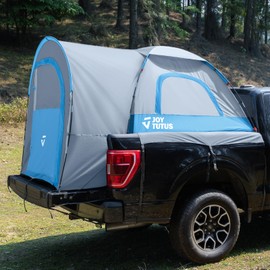 JOYTUTUS Truck Tent with Rainfly 5.0Ft, Straight Spacious Truck Bed Tent with Sky View Mesh, Waterproof PU2000mm Double Layer for 2 Person, Gray Blue