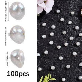 PONABEADIY 1 Box 100PCS Silver Grey Natural Baroque Genuine Real Pearl Beads with Holes Irregular Freshwater Cultured Spacer Loose Pearls Bulk for Jewelry Making Bracelets Necklaces DIY Craft Supply