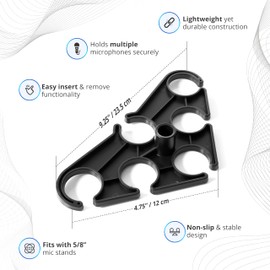 MerleGrape Multi-microphone Adapter Holder Stand for Wireless or Wired Mic Complete with Cable Tie Wraps