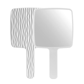 Jasefa Hand Mirror, Handheld Mirror with Handle for Makeup, Portable Cute Hand held Mirror for Shaving, Travel Men & Women(White)