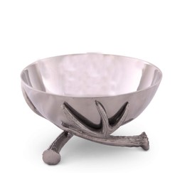 Arthur Court Designs Aluminum Deer Elk Antler Pedestal Serving Bowl 10.5 inch Diameter 6.25 inch Tall