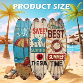 Pack of 3 Surfboard Decoration, 45 cm Wooden Surfboard Art, Beach Welcome Sign, Hanging Summer Decoration, Pool Decorations, Surfboard Signs for Beach, Tropical Bars, Seaside Walls, Home Party Decor