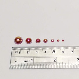 Chenkou Craft 3000PCS 1 Box Red Round Flatback Imitation Half Pearls Bead Loose Beads Gem (Red Half Ball)