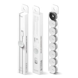 elago Cable Management Buttons - Desk Organizers, Desk Accessories, Cable Clips, Cord Organizer, Office, Home Office, 2 Cable Holding Slots, Flexible TPU, Cable Tie Included (7pcs) (White)