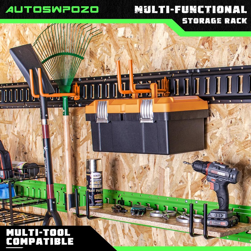 AUTOSwpozo 8-Pack Heavy Duty E-Track Shovel/Tool Hanger, Spades, Rakes, Workshop,