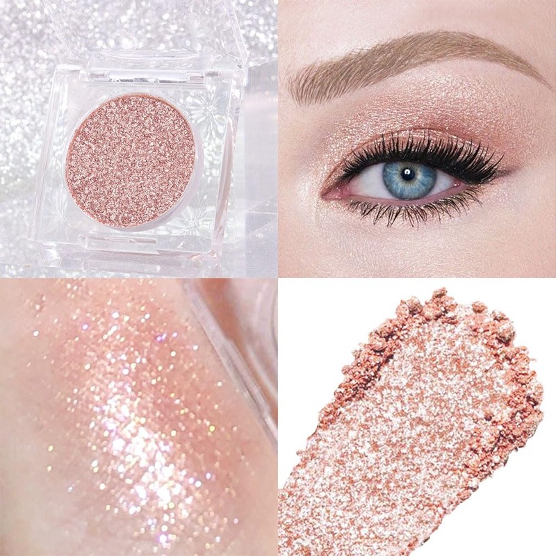 Champagne Pink Rose Monochrome Shimmer Eyeshadow Palette Makeup,Long Lasting Naturing-Looking