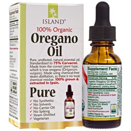 Island Nutrition, Oregano Oil Organic Liquid Drops - 100% Pure & Undiluted - USDA-Certified Organic (1 oz) 75% Carvacrol - Grown in Spain - Immune Support Supplement with Oil of Oregano.