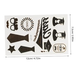 Baluue 3 Sheets Gold Foil Graduation Face Stickers Comfortable Decals for Party Photos Decorations Graduation Party Supplies Favors Unique Fun Elements for Celebrations