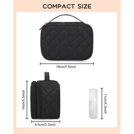 Relavel Small Makeup Bag, Waterproof 2-layer Cosmetic Travel Bag, Makeup Case with Brush Holder, Make Up Travel Bags for Women (Light Pink)