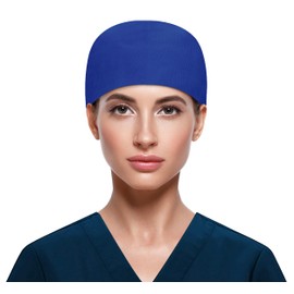Fesciory Adjustable Working Caps with Button & Sweatband, Elastic Bandage Tie Back Hats for Women(Royal Blue)