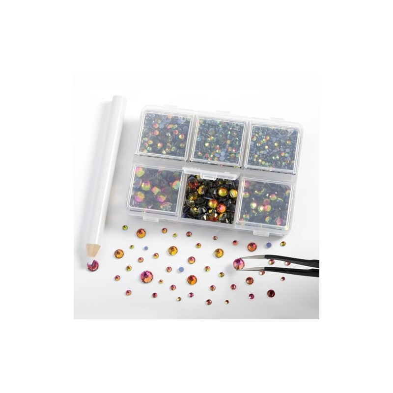 BEADSLAND Hotfix Rhinestones, 4000 PCS Rainbow Rhinestones for Clothes Crafts