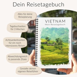 Calmondo Reisetagebuch Vietnam | inspirierendes Reisetagebuch zum Ausfüllen | Reisebuch Travel Journal als perfektes Vietnam Geschenk | Gestalte deinen persönlichen Vietnam Reiseführer | DIN A5