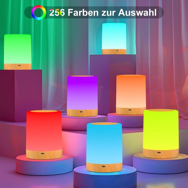 GIACOMO Nachttischlampe 2er Set mit 256 RGB Farben & 4