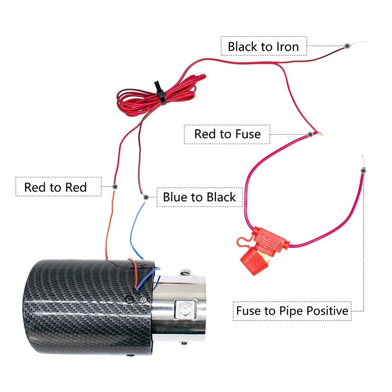 VEHSUN Muffler Cutter, LED Light Car, Downward, Carbon Style, Up/Downward,