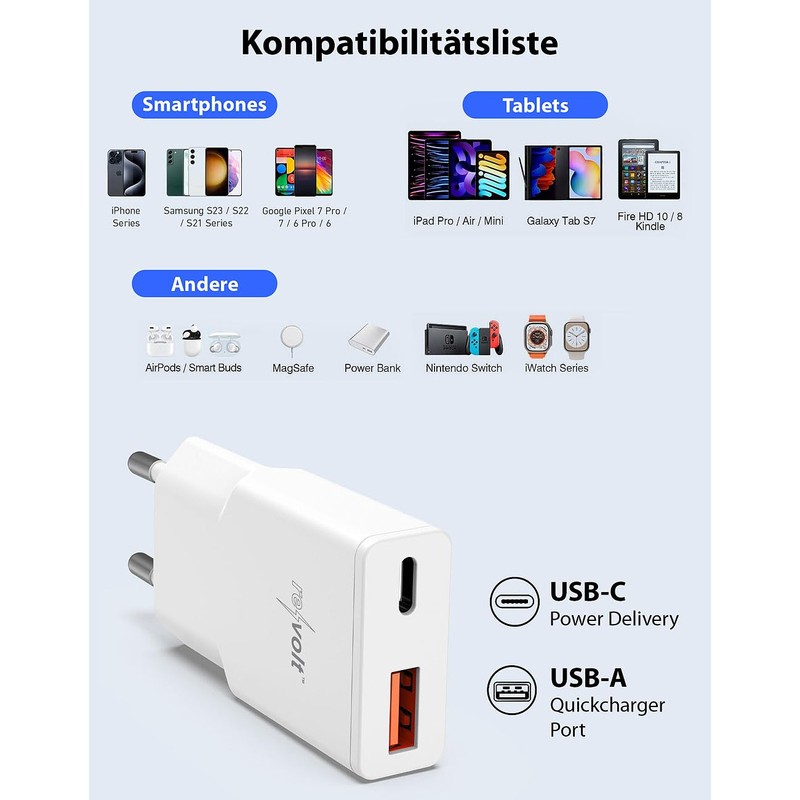 revolt Set of 2 Ultra Compact USB A/C Power Supplies,