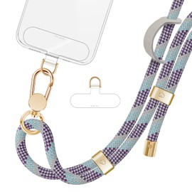 ROCONTRIP Phone Lanyard Crossbody Phone Strap Premium Neck Strap Adjustable Phones Lanyard with Upgrade Metal Buckle and 2 TPU Tether Tabs Compatible with Most Smartphones-BluePurple