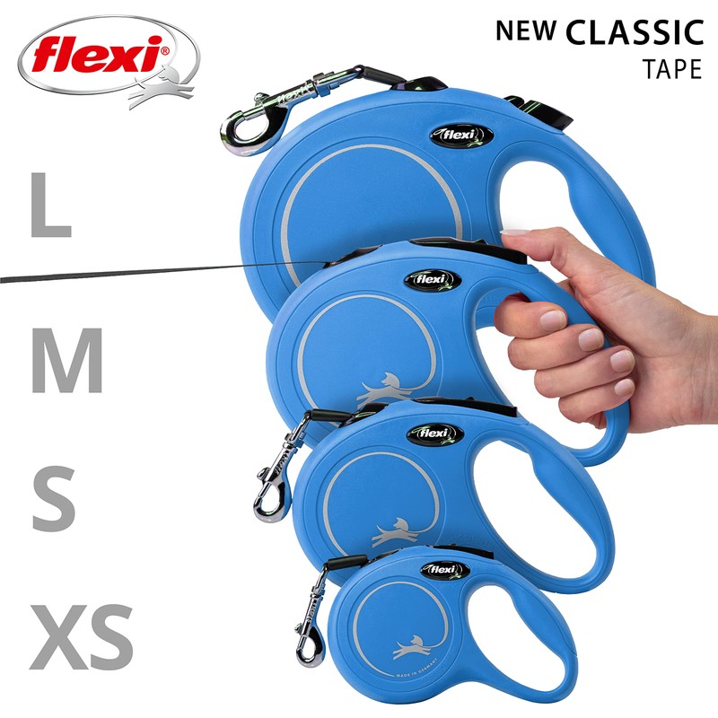 Flexi New Classic Tape Blue Small 5m Retractable Dog Leash/Lead