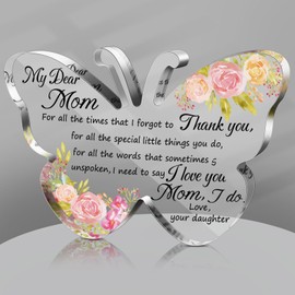 Jetec Mothers Day Gifts Acrylic Mom Birthday Sign Plaque Presents from Daughter Son Grateful Christmas Valentines Birthday Gifts,5.91 x 5.91 x 0.55 Inches(Lively)