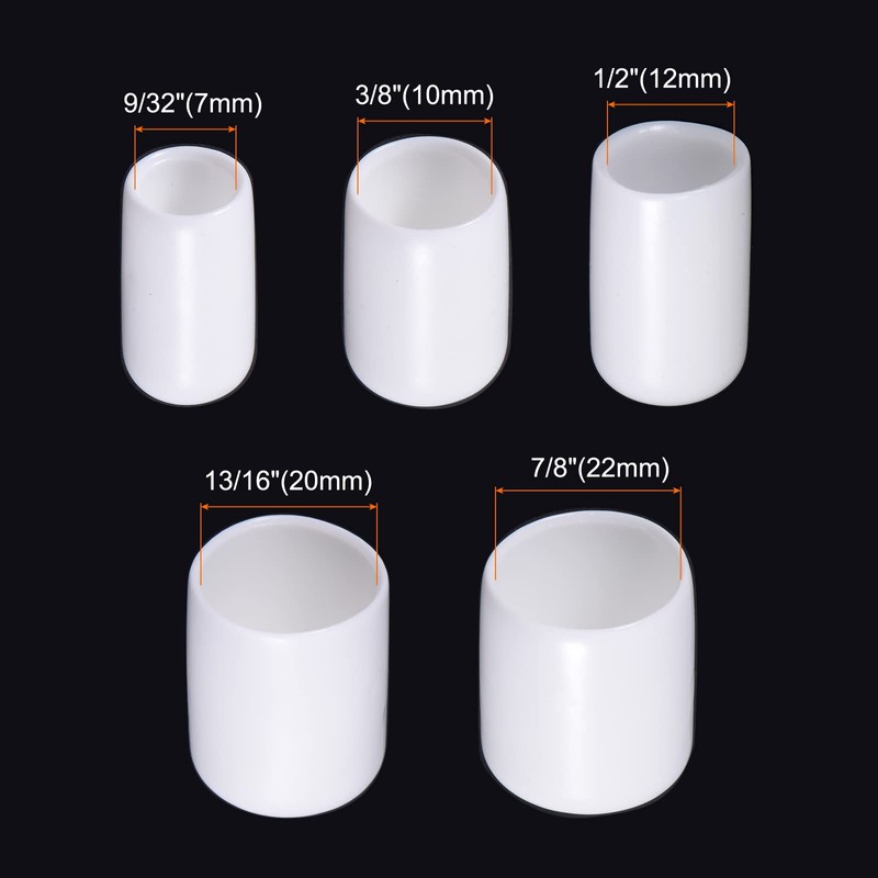 sourcing map Round End Caps Rubber Cover 48pcs 7mm 10mm
