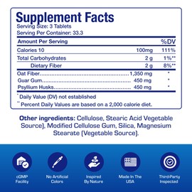 Soluble and Insoluble Fiber Supplement Pills - Clinical Formula Psyllium Husk Fiber Pills for Women & Men with Oat Fiber for Regularity Constipation & Colon Cleanse Support - Vegan & Gluten Free