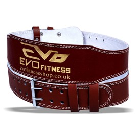 EVO Fitness 4" Pure Leather Gym Belts Weightlifting Straps Back Support Wraps Bodybuilding (Brown, Small)