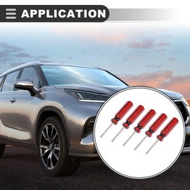 Motoforti Universal Valve Stem Core Remover Tire Repair Tool, Tyre Valve Stem Core Remover Repair, Plastic Metal, Red, 5 Pcs
