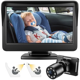FEISIKE Car Baby Camera, 4.3'' HD Infrared Night Vision Function Baby Car Camera Display, Backseat Car Camera for Baby with 150° Wide View & 360° Rotatable Easy Installation in 5 Mins Baby Car Mirror
