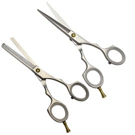 ANDUSTRIAL - Professional Hair Cutting And Thinning Scissors/Shears For Men/Women/Home/Salon - Premium High Carbon Steel Quality - Smooth And Sharp - Double Notch - 5.5 Inch, Silver