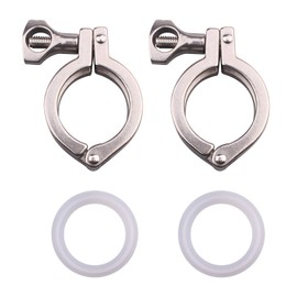 DERNORD Stainless Steel 304 Single Pin Heavy Duty Tri Clamp with Wing Nut for Ferrule TC with 1 pc Silicone Gasket (1.5 Inch Tri Clamp Size: 2 Pack)