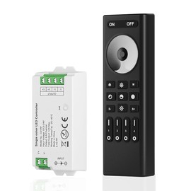 SEZO 2.4G RF Single Colour Controller Kit C01RF Controller and RC01RFB 4-Zone Wireless Remote Control Group Control Brightness Adjustable for FCOB 3528 Plain LED Strip